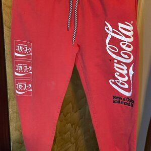Coca-cola drawstring red sweatpants